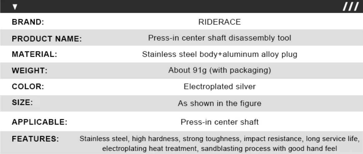 Bicycle Bottom Bracket Press-in Bearing Removal Tool - Press Fit BB