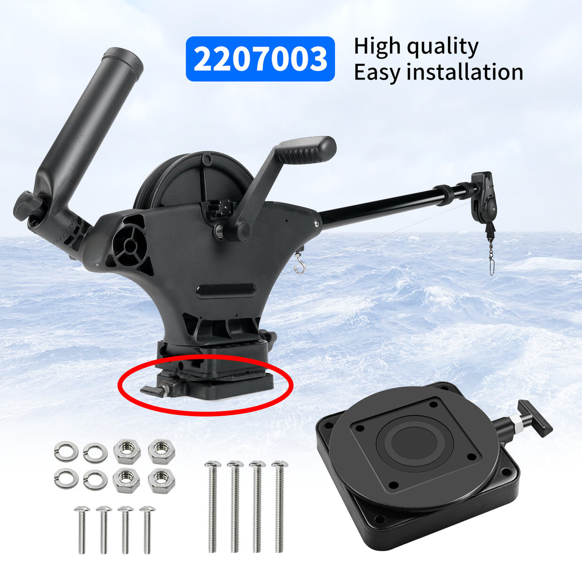 Cannon Downrigger Swivel Mounting Base - Low Profile, 360° Rotation, Locking Points