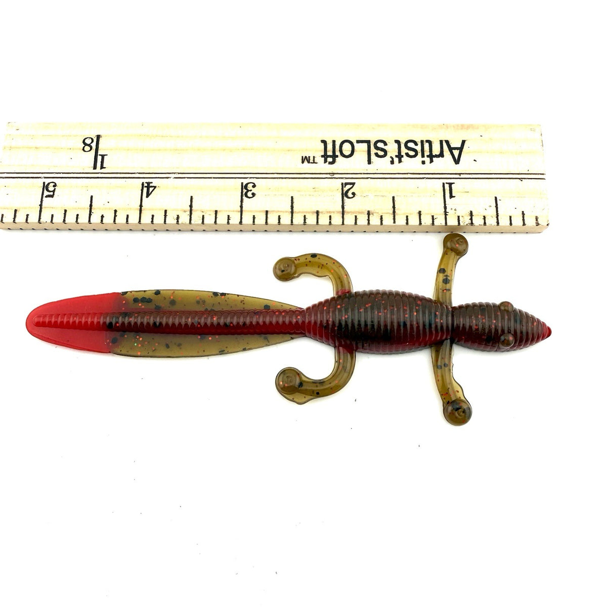 15 Hand Poured 5-Inch Soft Plastic Lizard Baits for Fishing - Green Pumpkin Red