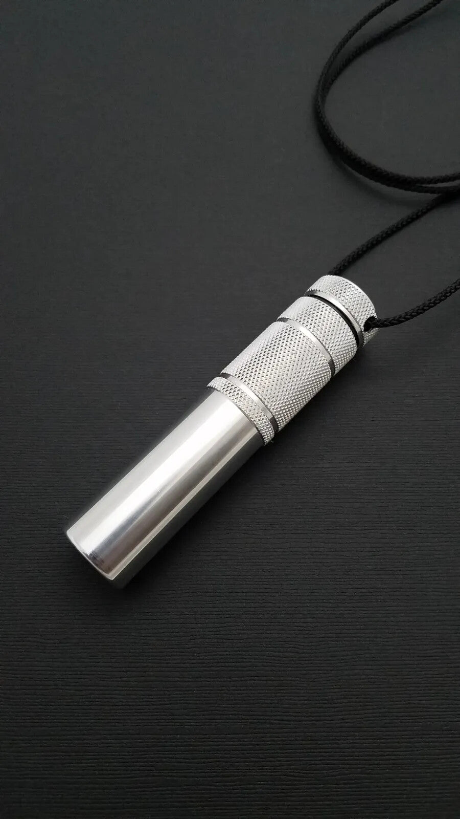 Watertight Aluminum Matchsafe with Button Compass and Lanyard