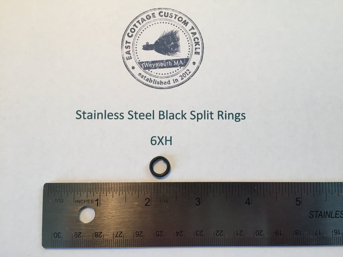 Heavy Duty Black Stainless Steel Split Rings for Fishing Tackle Multiple Sizes