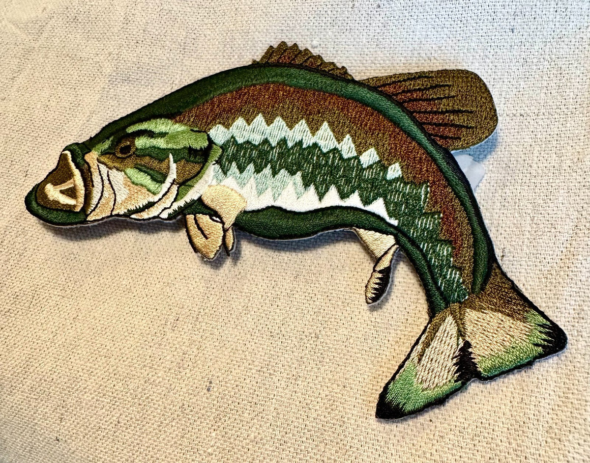 Large Mouth Bass Embroidered Iron-On Patch Fishing Gift