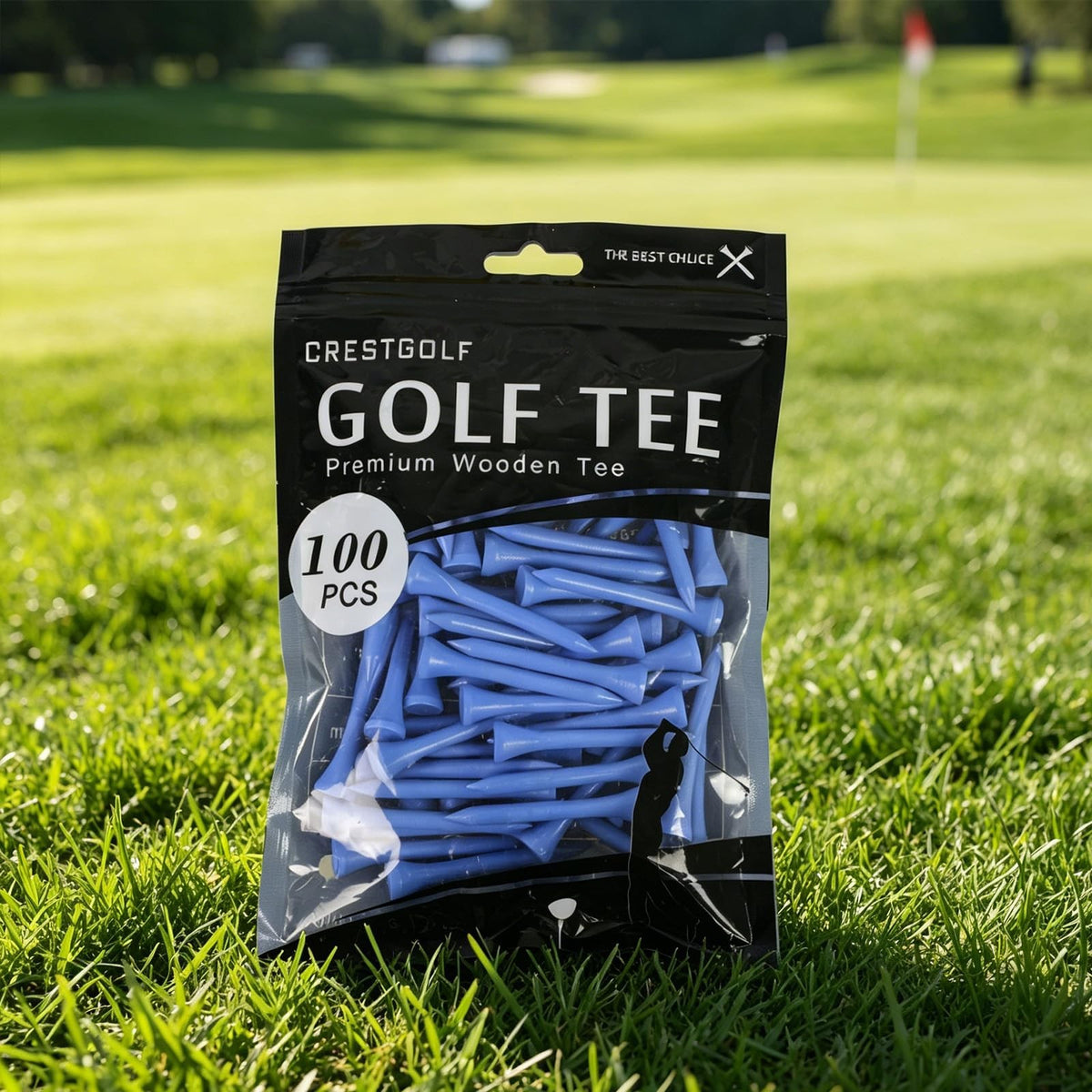 Wood Golf Tees 2-1/8 Inch Pack of 100 - Solid Hardwood Blue