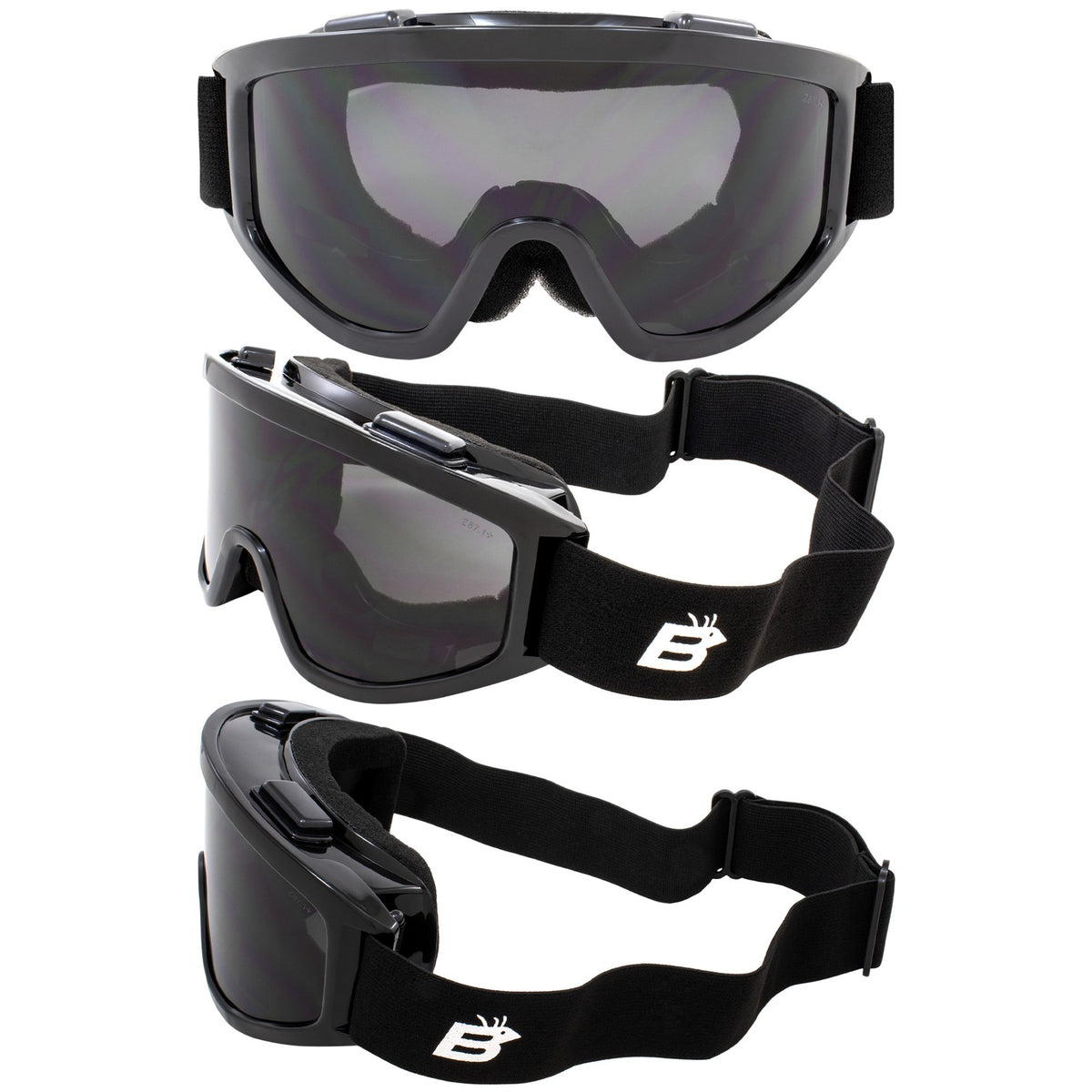 Vulture Goggles with Smoke Polycarbonate Lenses Anti-Fog Ski ATV Eyewear