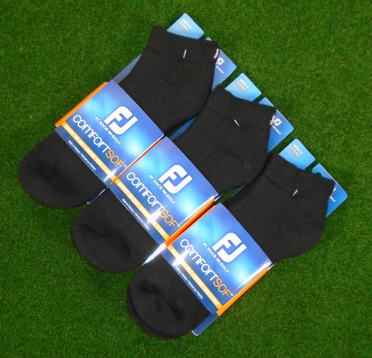 Men's Sport Socks Lot of 3 Black ComfortSof Crew Socks for US Shoe Sizes 7-12