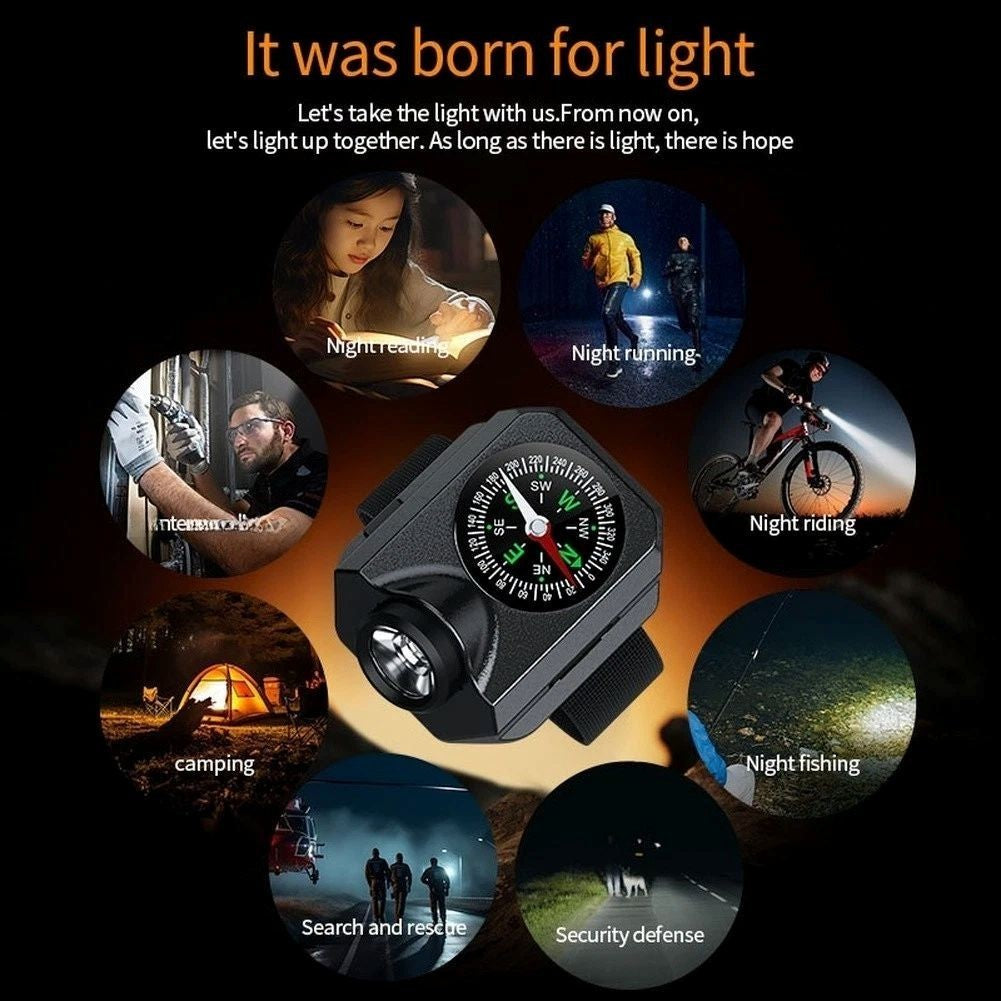 LED Wrist Light with Compass for Running Hiking Camping Outdoor Activity