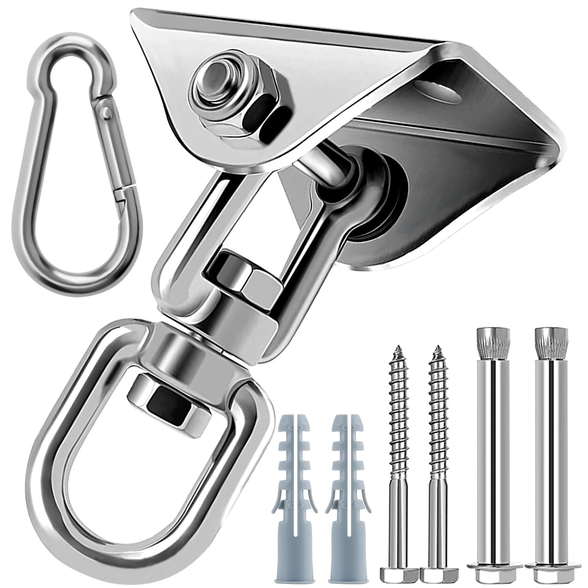 Heavy Duty 360° Rotating Hammock Hanging Kit - Stainless Steel Hooks 1000 lb Capacity