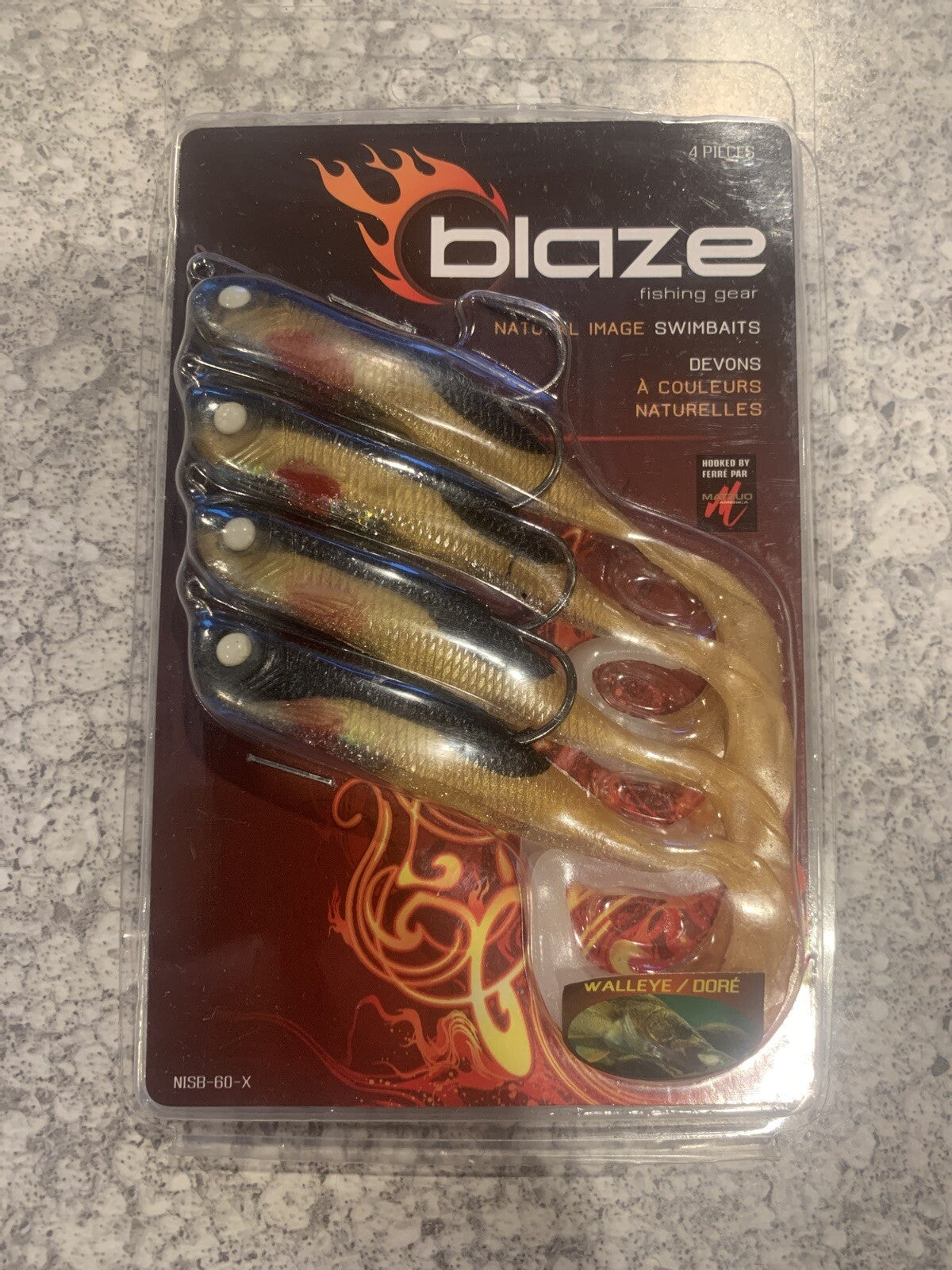 Fishing Swimbaits - Natural Image Walleye Pattern, 4 Pack, Live Eyes, Sharp Hooks