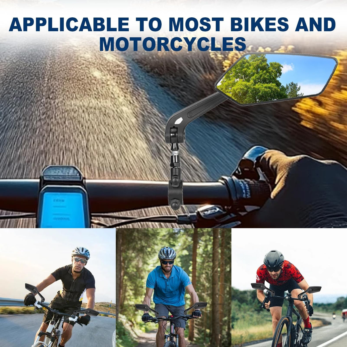 Bike Mirrors with 360-Degree Rotation Handlebar Rearview Mirror