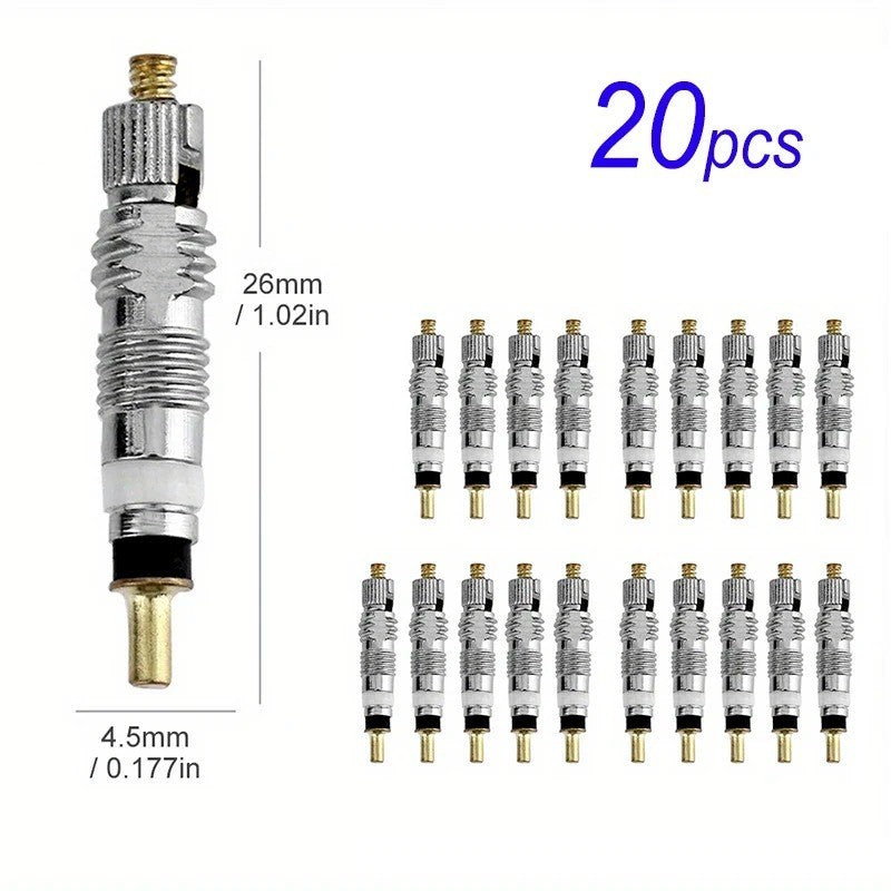 Presta Valve Cores Replacement Set for Bicycle Tubeless Tires - Brass, 2/10/20 pcs