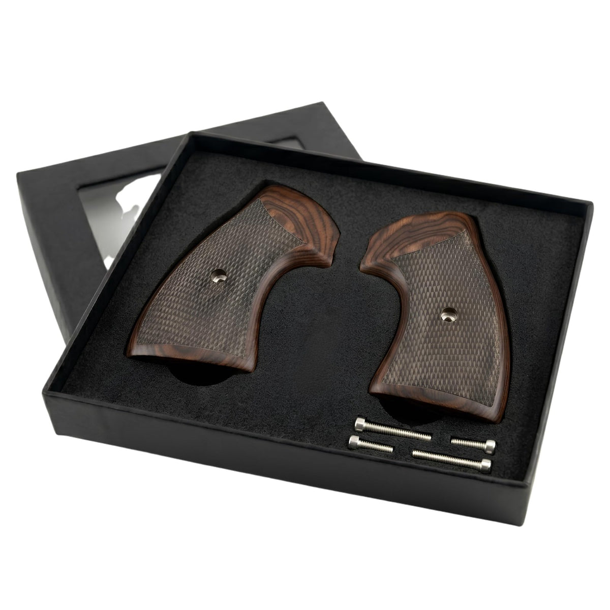 Taurus Revolver Rosewood Checkered Grips with Ambidextrous Safety Cut - Fits 856 942 Trooper & Security Series
