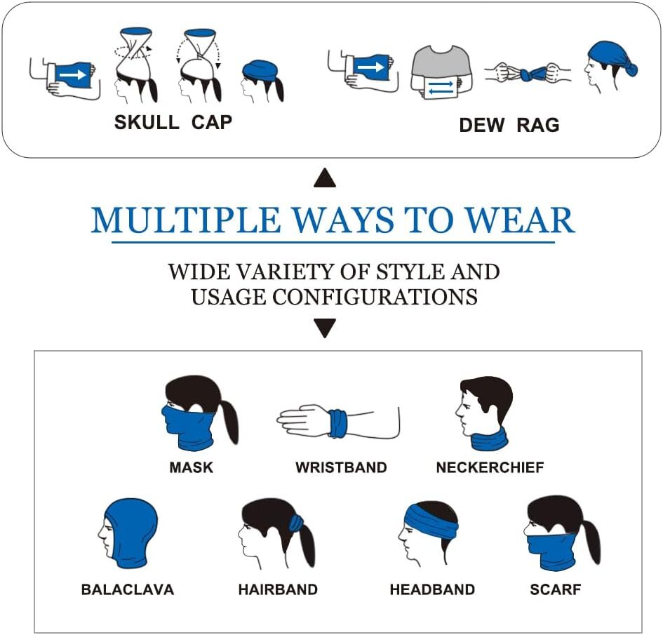 6-Pack UV Protection Balaclava Face Masks for Men & Women - Breathable Neck Gaiter