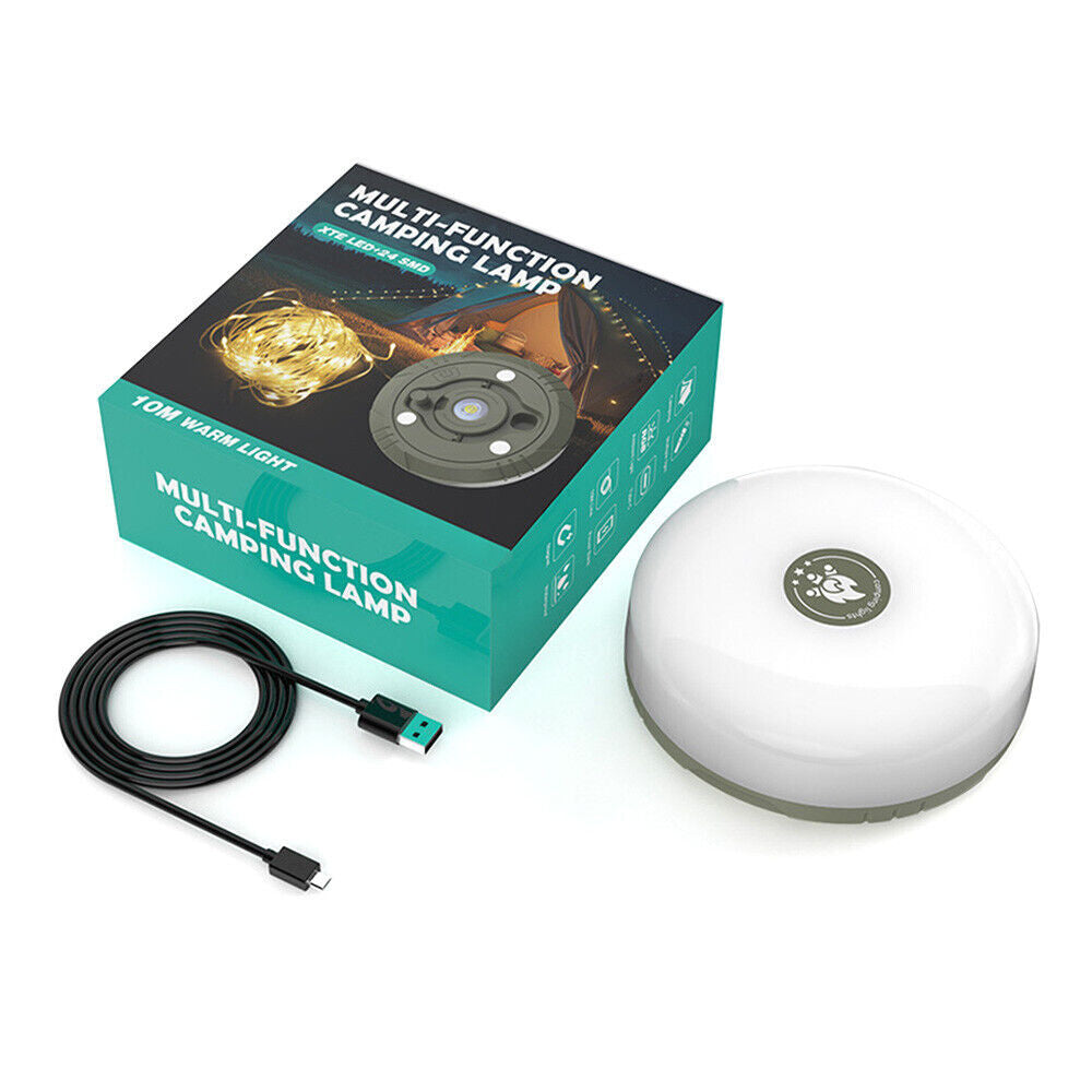 Rechargeable 33ft LED String Lights for Camping Tent & Home Decor - RGB Warm