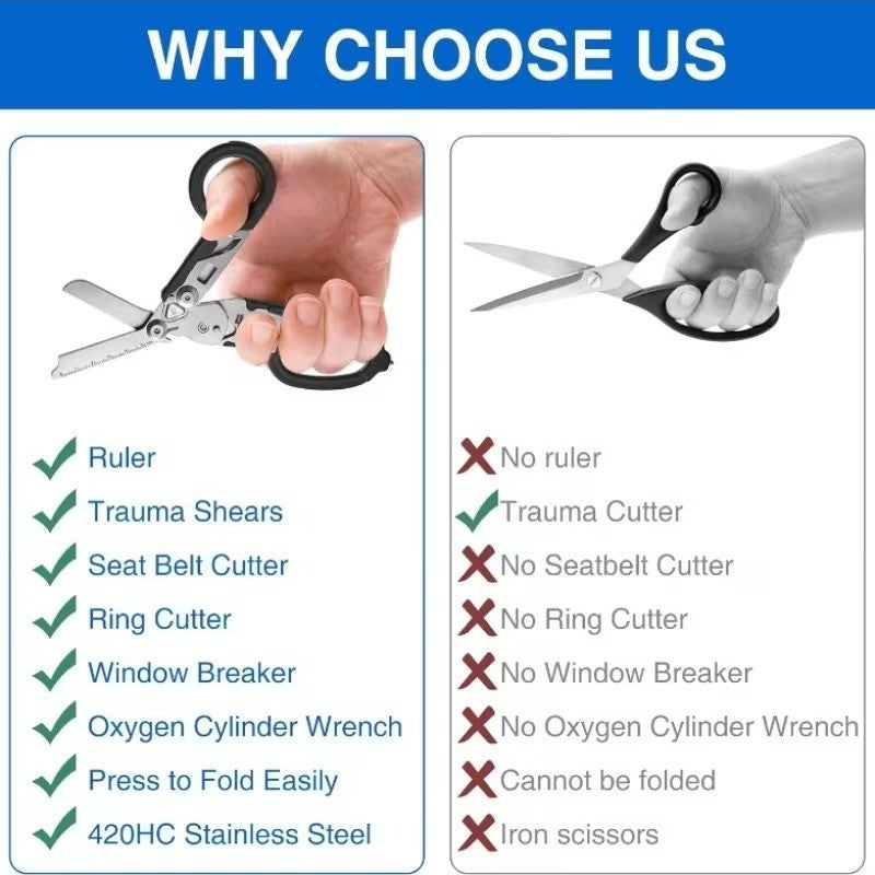 6-in-1 Foldable Trauma Shears with Holster - Emergency Medical Scissors