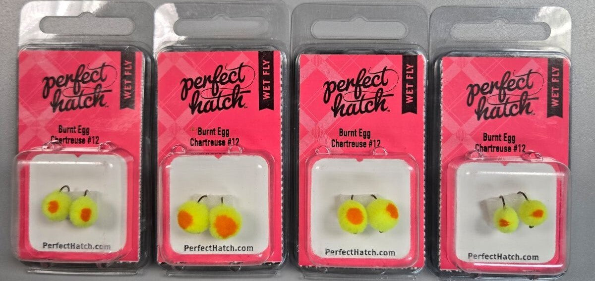 4 Pack Egg Pattern Fishing Flies for Trout and Steelhead - Burnt Egg