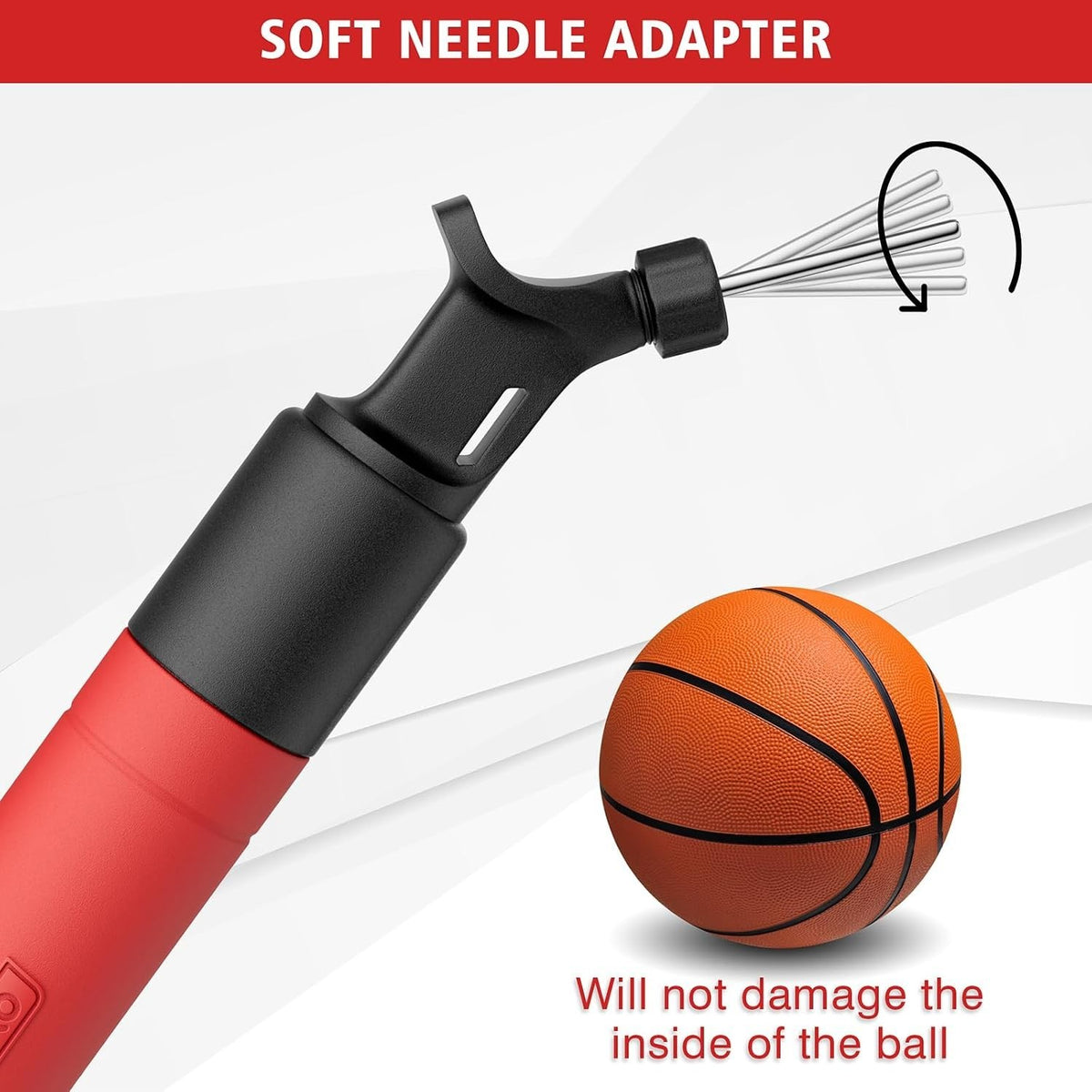 Portable Ball Pump for Sports Balls with 5 Needles Inflator Kit
