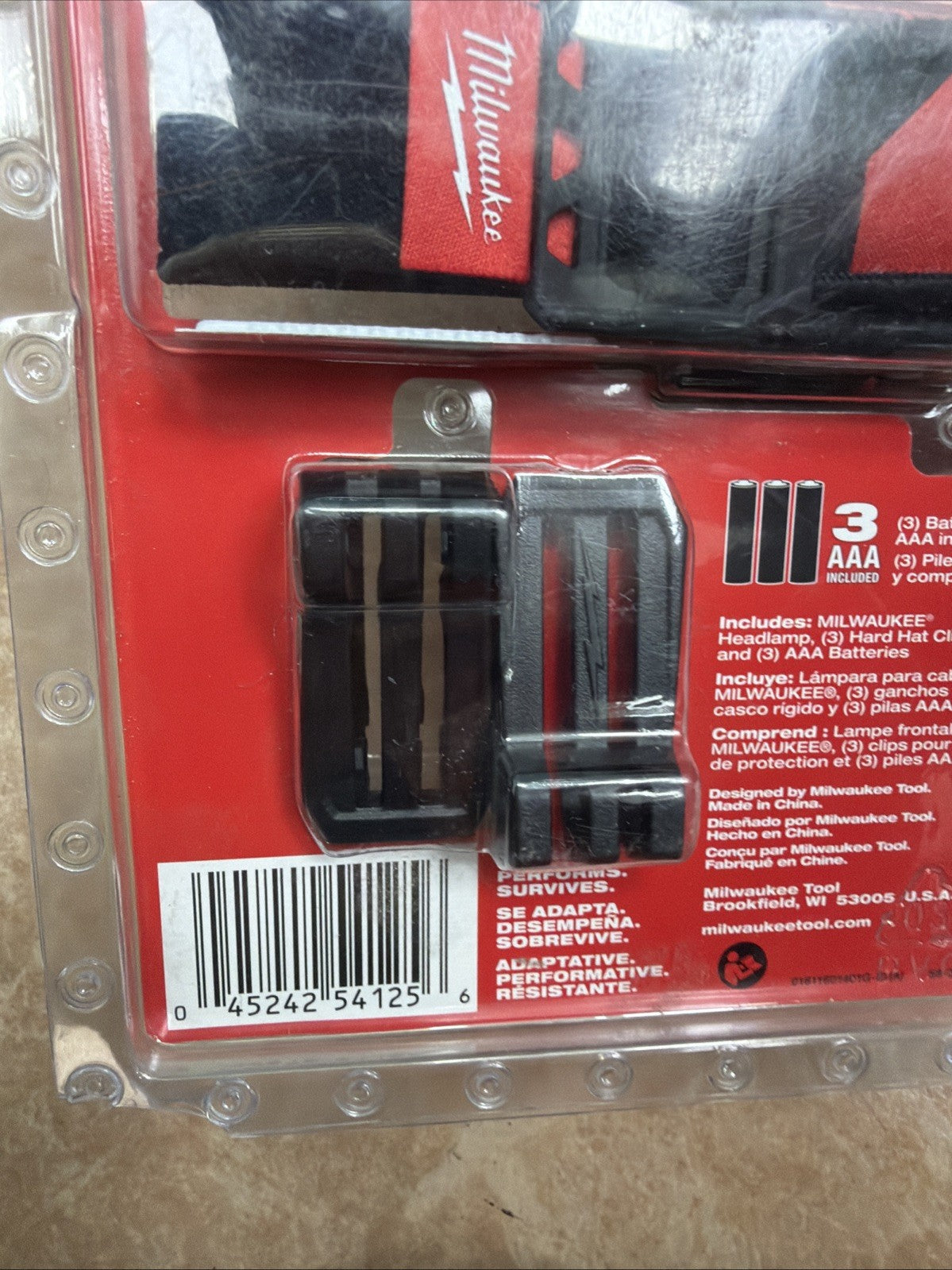 Milwaukee 350 Lumens LED Headlamp Red Black Waterproof Work Light