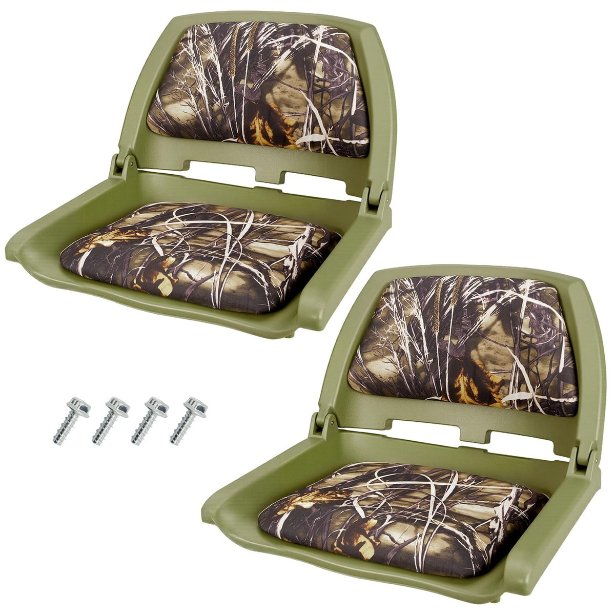 2-Pack Fold-Down Boat Seats with Thick Cushions and Weatherproof Material