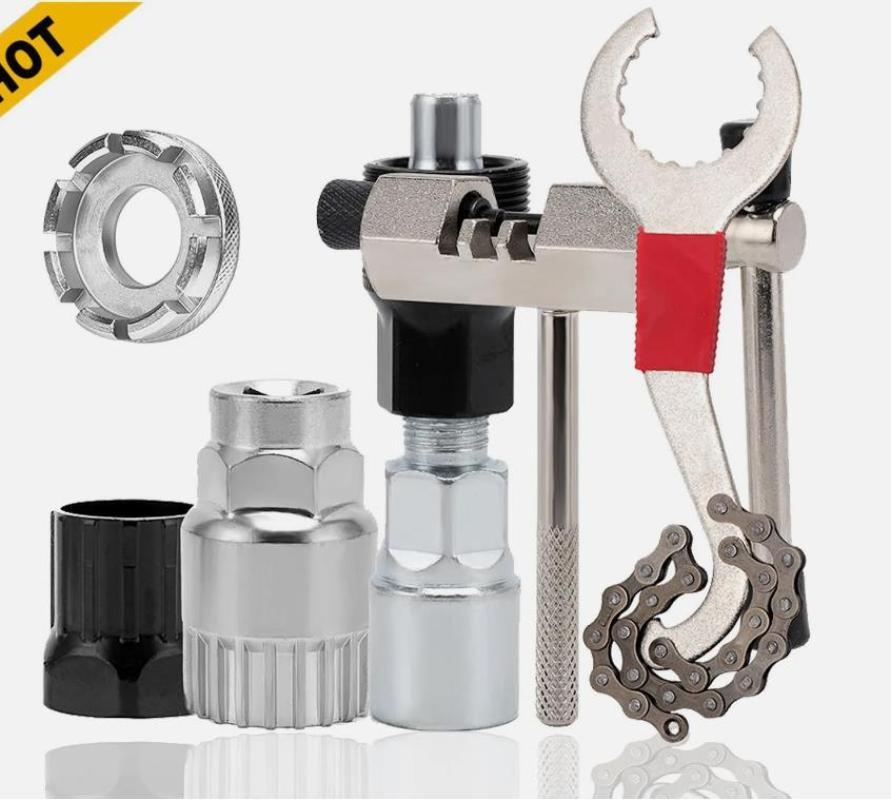 6-Piece Bicycle Repair Tool Kit with Chain Breaker & Cassette Removal Tools