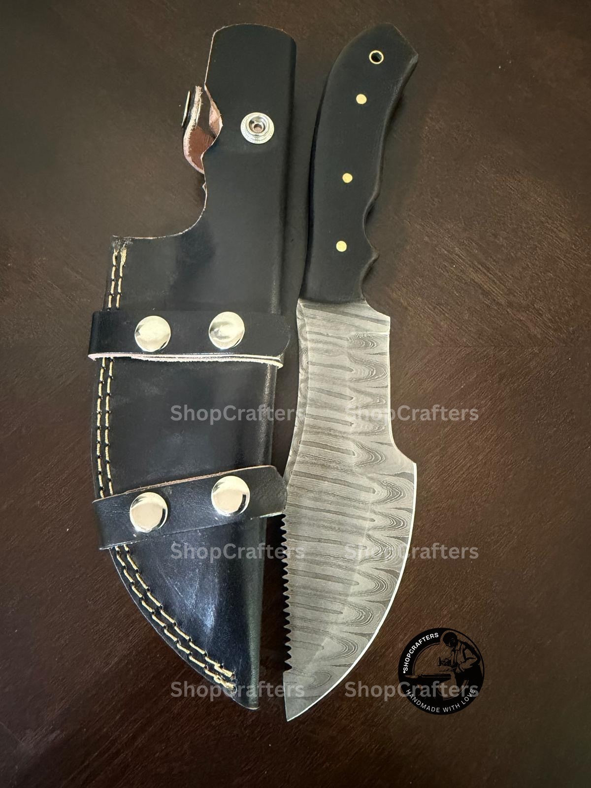 Hunted Movie Replica Hunting Knife with Damascus Blade - Collector's Fixed Blade