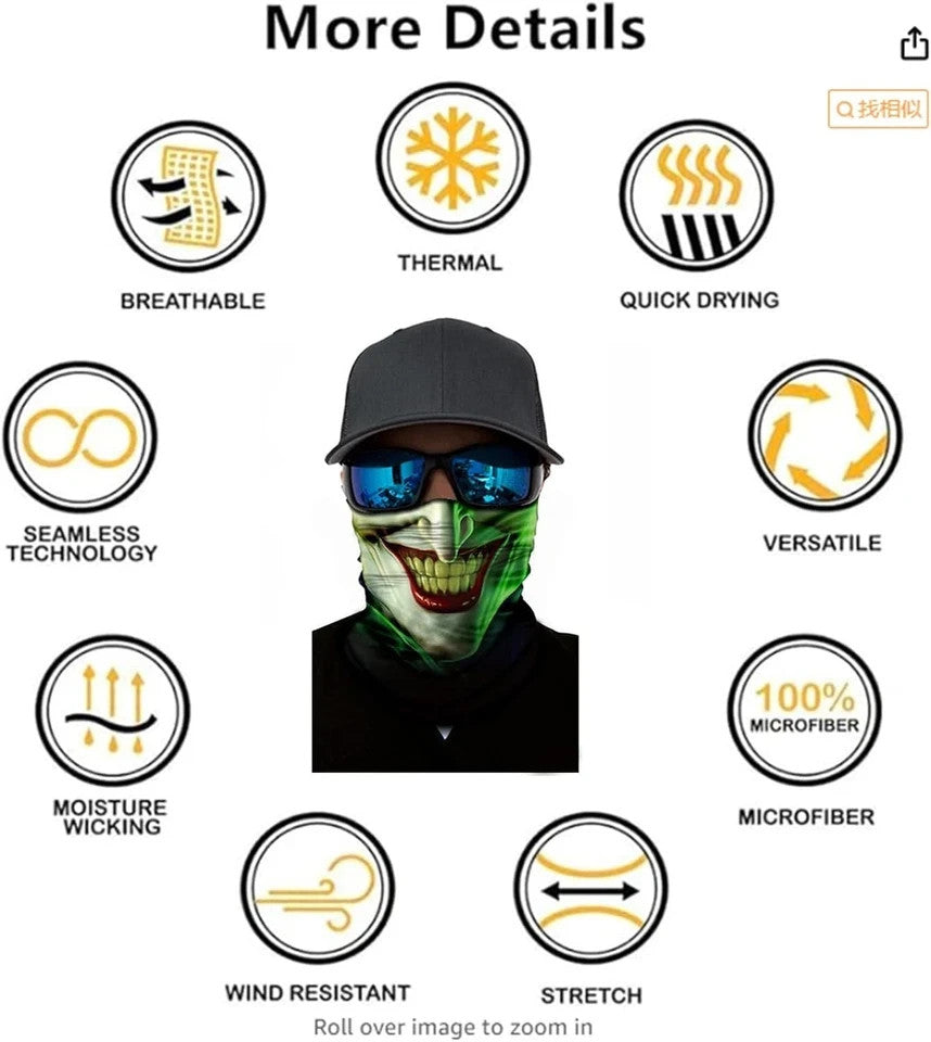 UV Sun Protection Face Mask - 8 Pack, Breathable & Lightweight