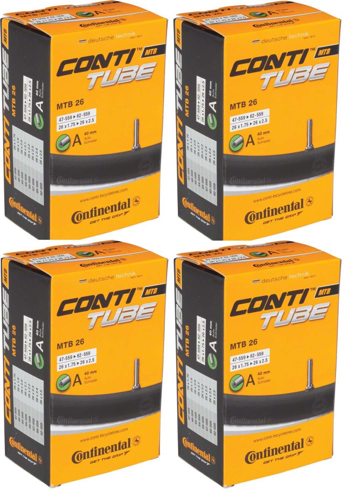 Bicycle Inner Tubes 26 Inch | Multiple Sizes, Schrader Valve, Seamless Construction