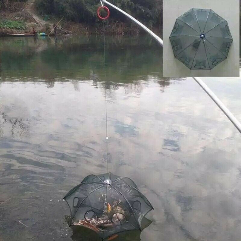 Foldable Fishing Bait Trap Crab Net Crawdad Shrimp Cage with Six Entrances