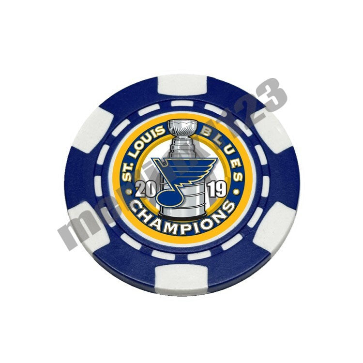 Magnetic Poker Chip Golf Ball Marker 2019 NHL Stanley Cup St. Louis Blues - Weatherproof & Double-Sided