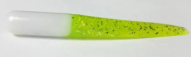 Crappie Fishing Baits 2.5 Inch White and Chartreuse Garlic Scent - Pack of 36