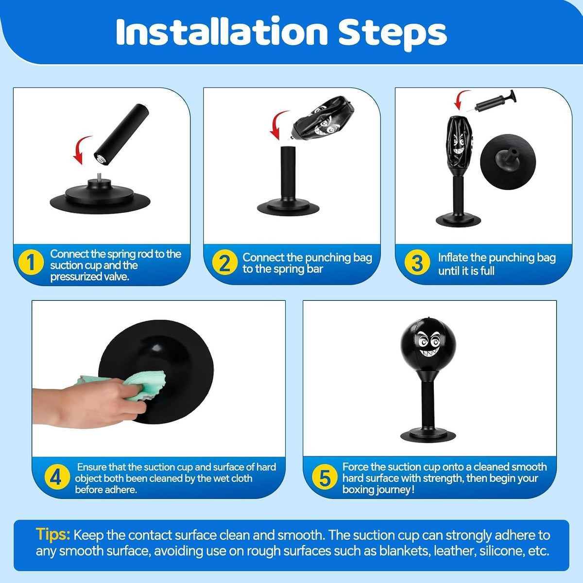 Desktop Punching Bag Stress Relief Toy with Suction Cup Base
