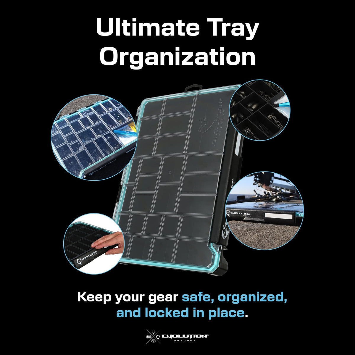 Waterproof Fishing Tackle Organizer Tray with Rust Inhibition and Secure Latch