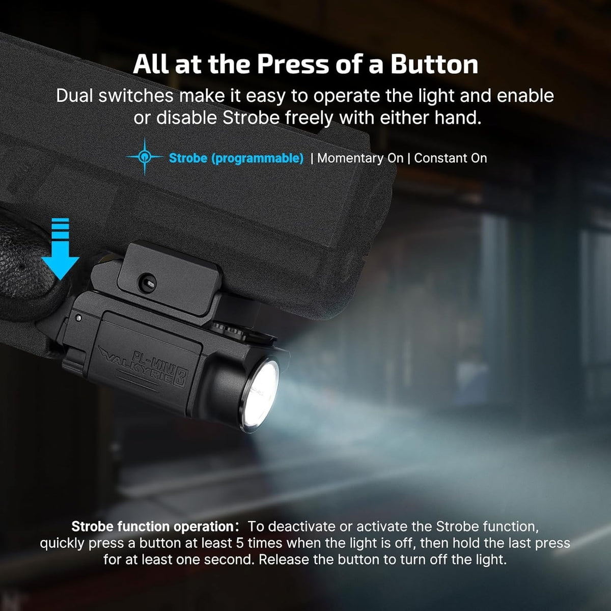 Rechargeable LED Flashlight with Mount for Rifles and Micro-Compact Guns