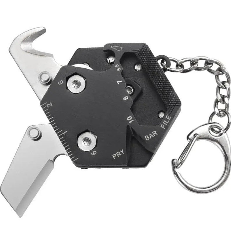 Multifunctional Hexagon Keychain Tool with Knife Screwdriver and Bottle Opener