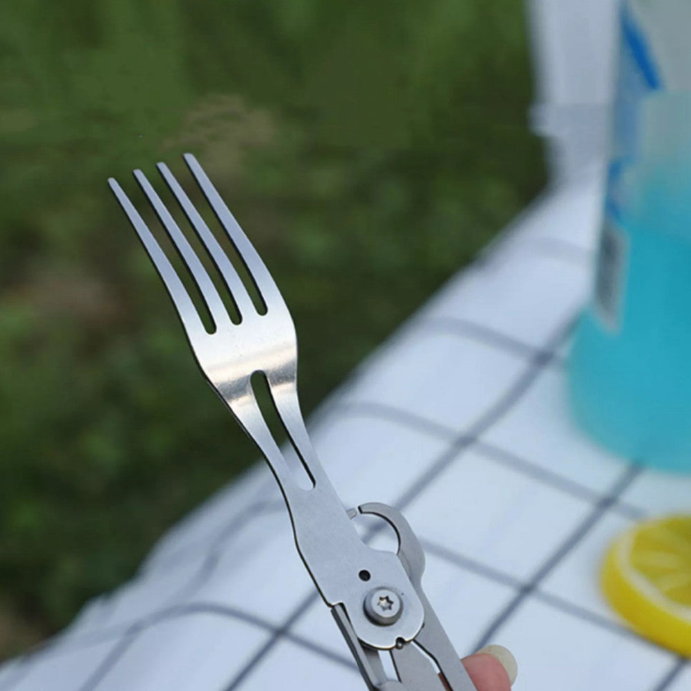 5-in-1 Camping Fork Knife Can Opener Stainless Steel Multi-Tool