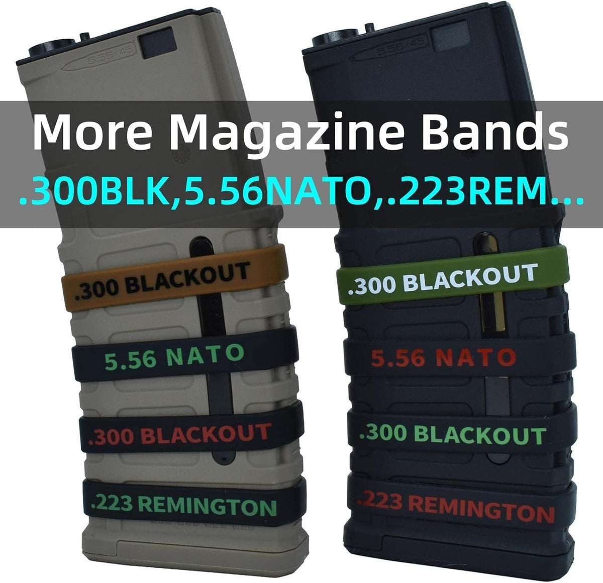 300 Blackout Magazine Marking Bands - Set of 12 Silicone Rubber ID Bands