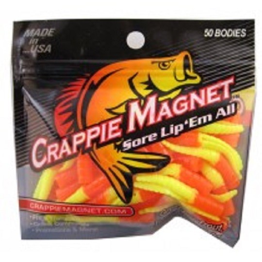 Crappie Magnet Lures - 50 Pack Orange Chartreuse Soft Bodies for Fishing