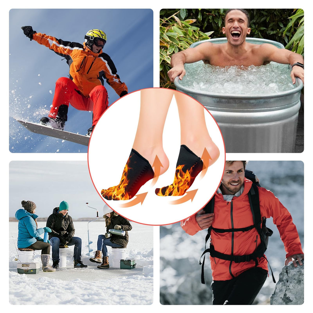 Neoprene Ice Bath Toe Socks - Cold Plunge & Recovery Foot Warmers (2 Pairs)