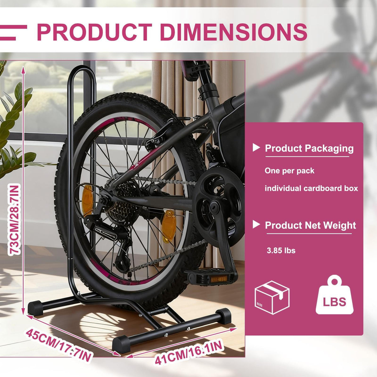 Bike Floor Stand for Mountain, Road & BMX Bikes - Stable Storage Rack