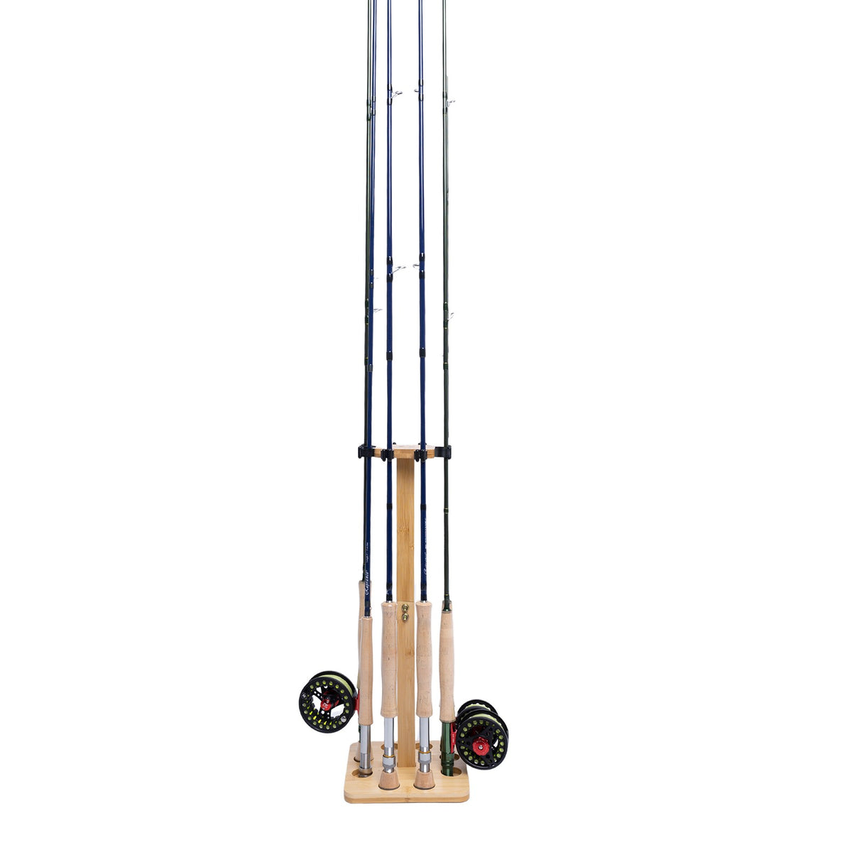 Wooden Fishing Rod Storage Rack for 8 Rods - Stable Floor Stand Organizer