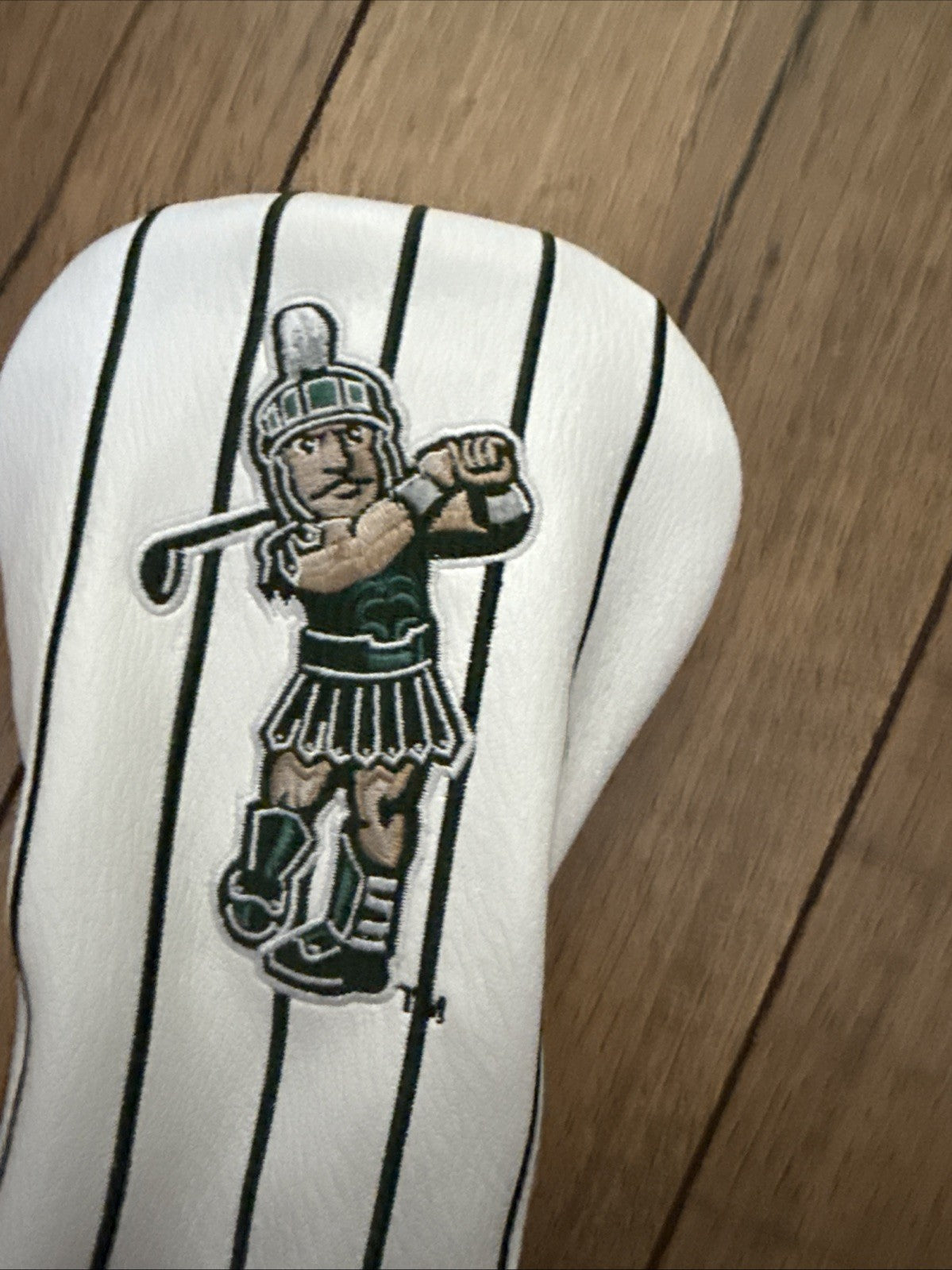 Golf Headcover for Fairway Wood - Michigan State Spartans MSU Sparty White Pinstripe