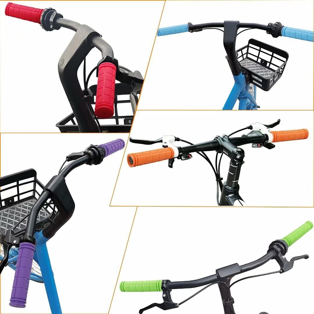 Bike Handlebar Grips Non-Slip Rubber 2 Pairs for Mountain, Road, BMX & Folding Bikes