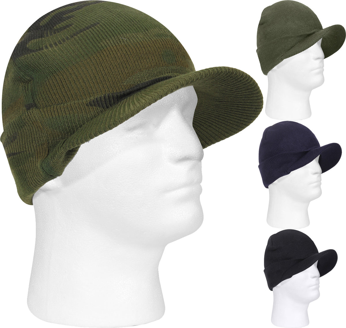 Double Layered Acrylic Visor Beanie Winter Hat with Brim - Unisex