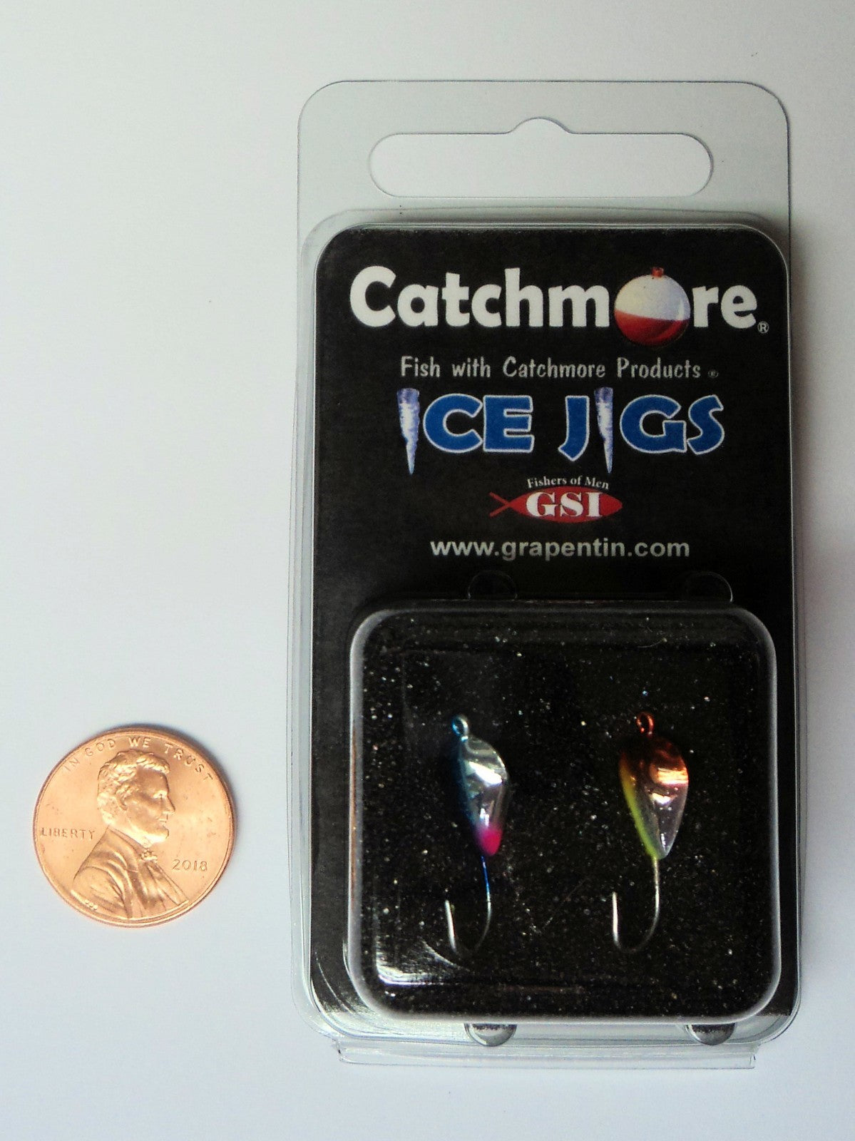 Ice Fishing Jigs Darby Style Metallic Two Pack Size 8 Hooks
