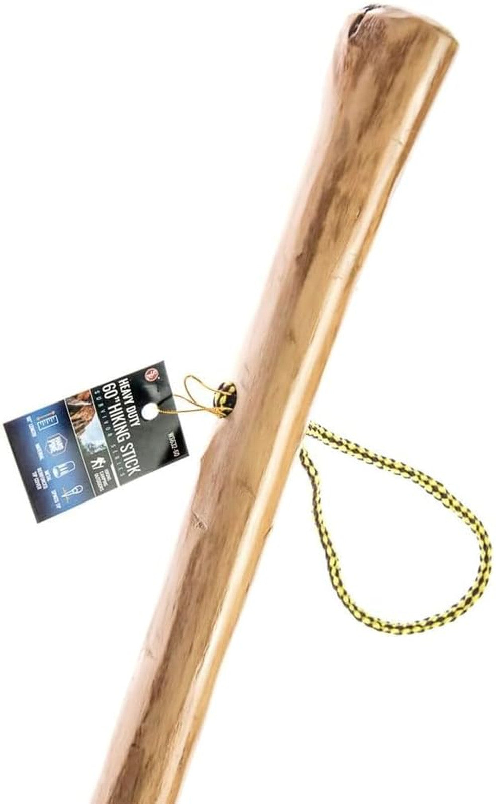 Heavy Duty Wooden Walking Stick 60 Inches with Steel Spike & Rubber Tip for Hiking Camping
