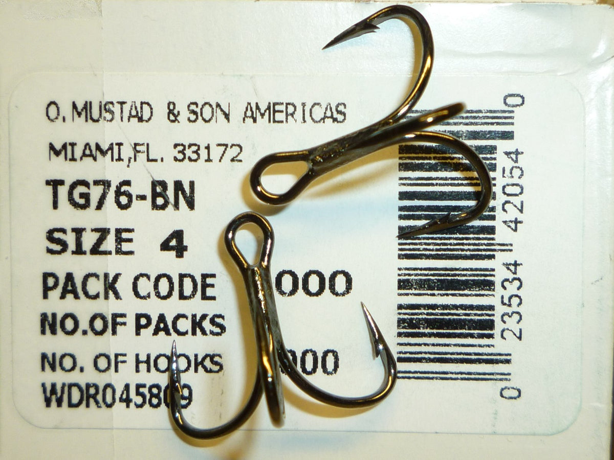 Mustad KVD-Classic Triple-Grip Treble Hooks Size 4 Black-Nickel 25 Pack