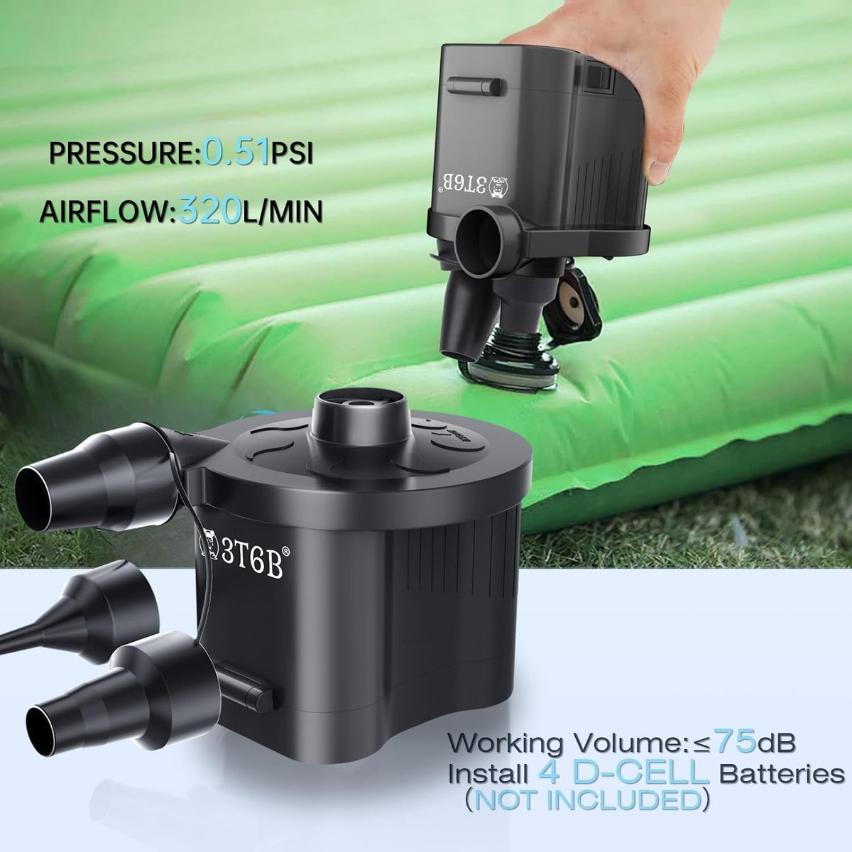 Battery Operated Air Pump for Camping Inflatable Pools and Air Mattresses