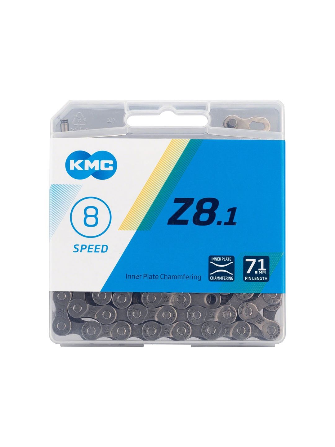 8-Speed Bicycle Chain - Grey, 116 Links, Universal Fit