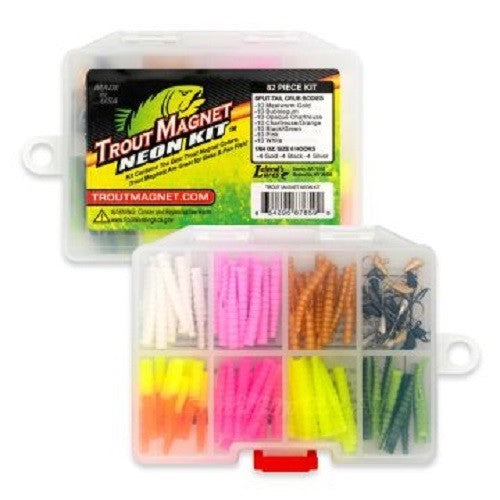 Trout Magnet Neon Fishing Kit - 82 Pieces with Hooks and Bodies