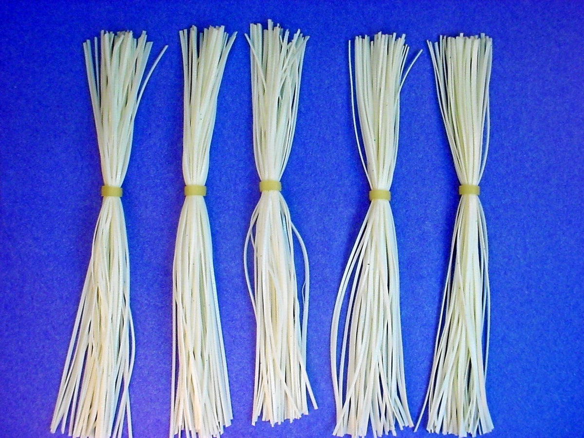 Silicone Fishing Skirts Set - White Glitter 5-Inch Bait Tails for Spinnerbaits & Jigs