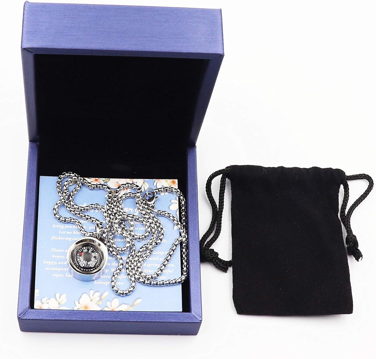 Mini Pocket Compass Necklace for Camping Hiking Survival Metal Navigation Tool